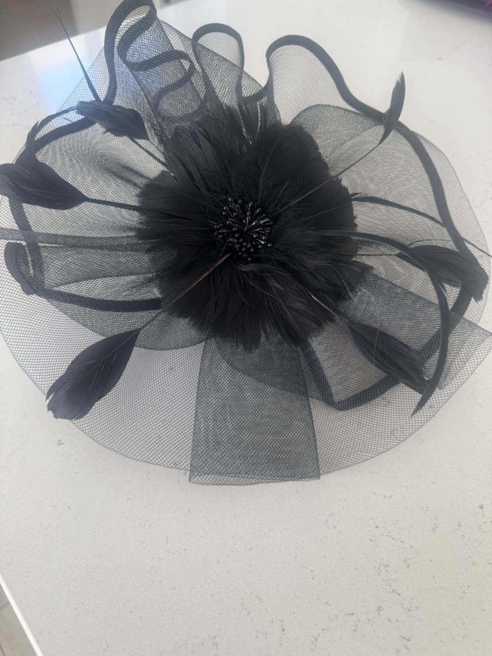 Black Feathered Fascinator Headband Derby